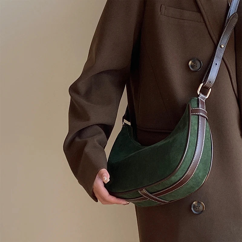 Half Moon Vintage Green Women's Purse Handbag