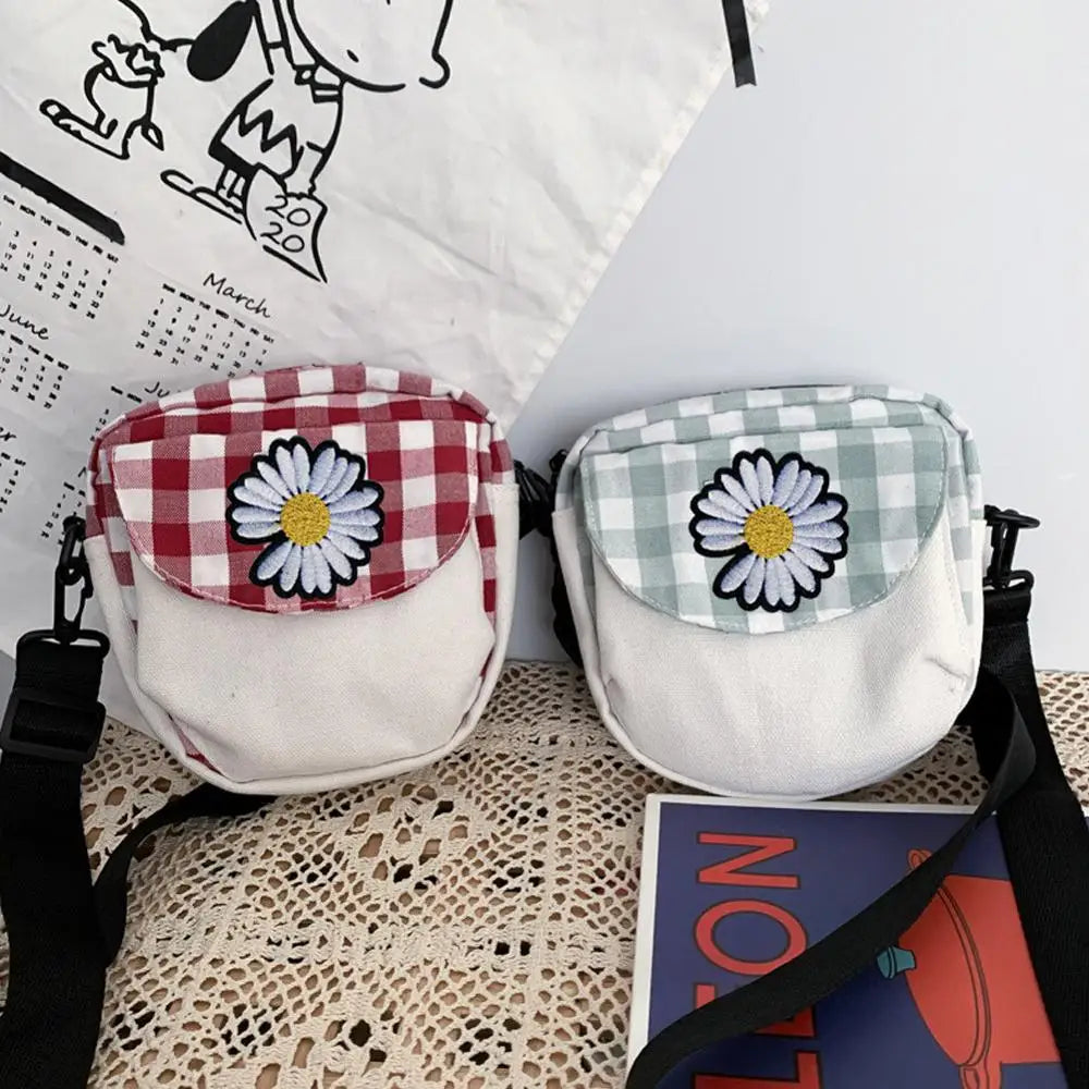 Plaid Shoulder Bags Women Crossbody Casual Flap Canvas Small Bag