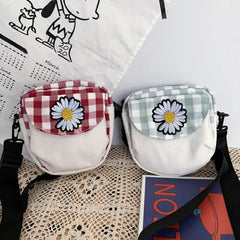 Plaid Shoulder Bags Women Crossbody Casual Flap Canvas Small Bag