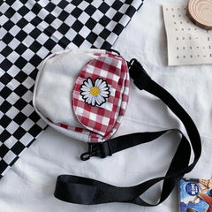 Plaid Shoulder Bags Women Crossbody Casual Flap Canvas Small Bag