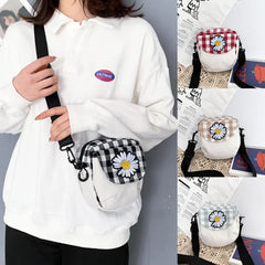 Plaid Shoulder Bags Women Crossbody Casual Flap Canvas Small Bag
