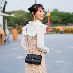 Sequined Tassel Small Shoulder Bag Embroidery Crossbody Purse V Letter