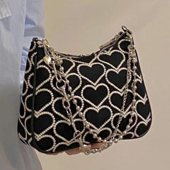 Heart Shape Embroidered Shoulder Bag Girl Autumn Winter Lolita Gothic Tote