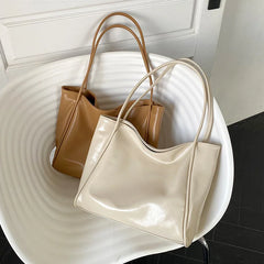 Oilskin Tote Bag Soft PU Leather Women Shoulder Bag