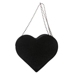 Heart Shaped Rhinestone Shoulder Bag Chain Purse Handbag