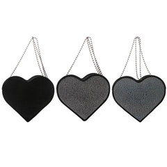 Heart Shaped Rhinestone Shoulder Bag Chain Purse Handbag