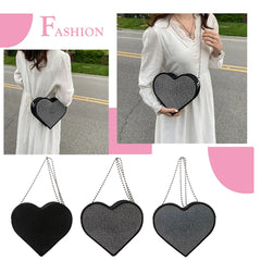 Heart Shaped Rhinestone Shoulder Bag Chain Purse Handbag