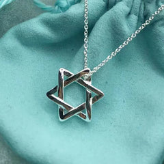 Sterling Silver Star of David Necklace 925 Silver Jewelry