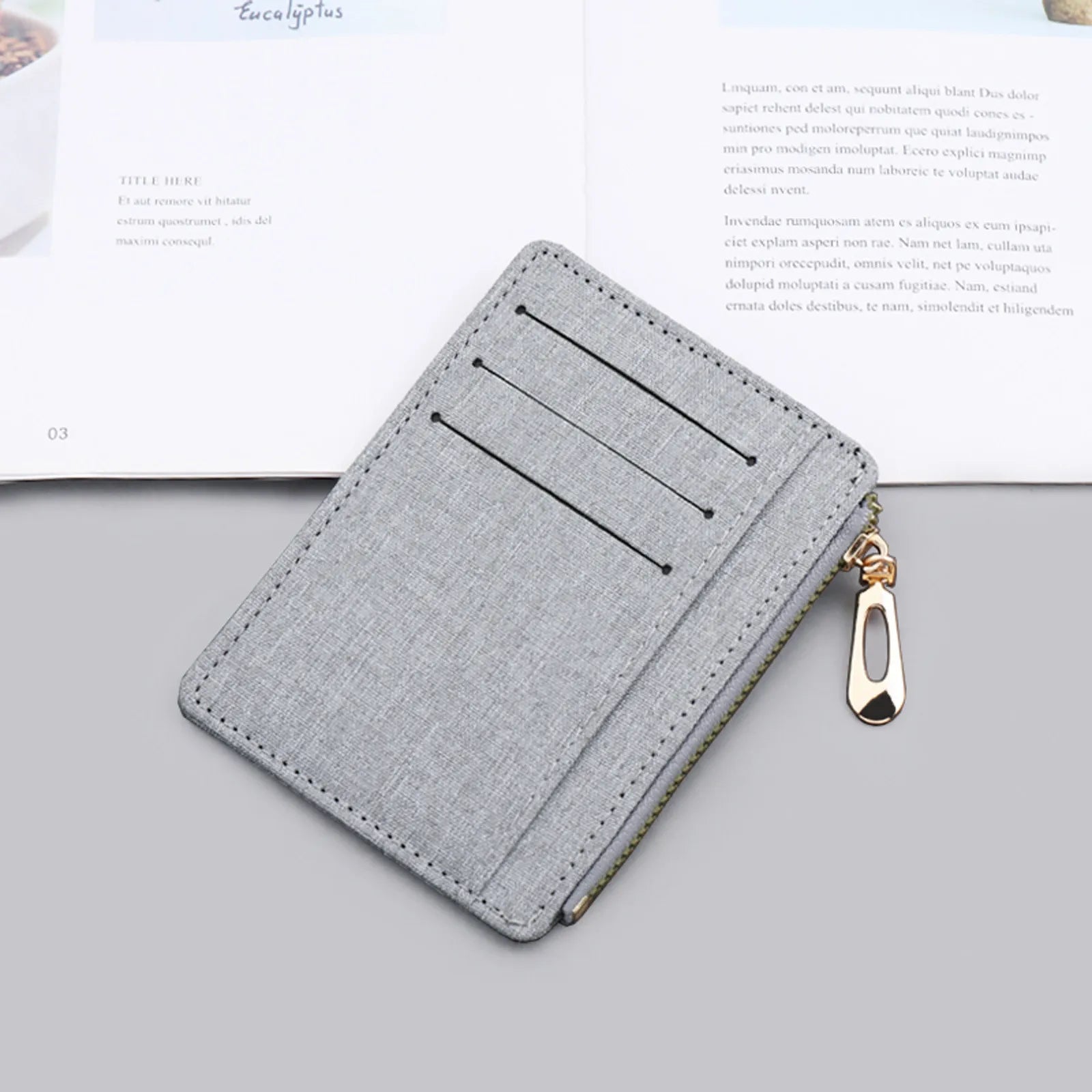 Canvas Zipper Wallet Men Women Solid