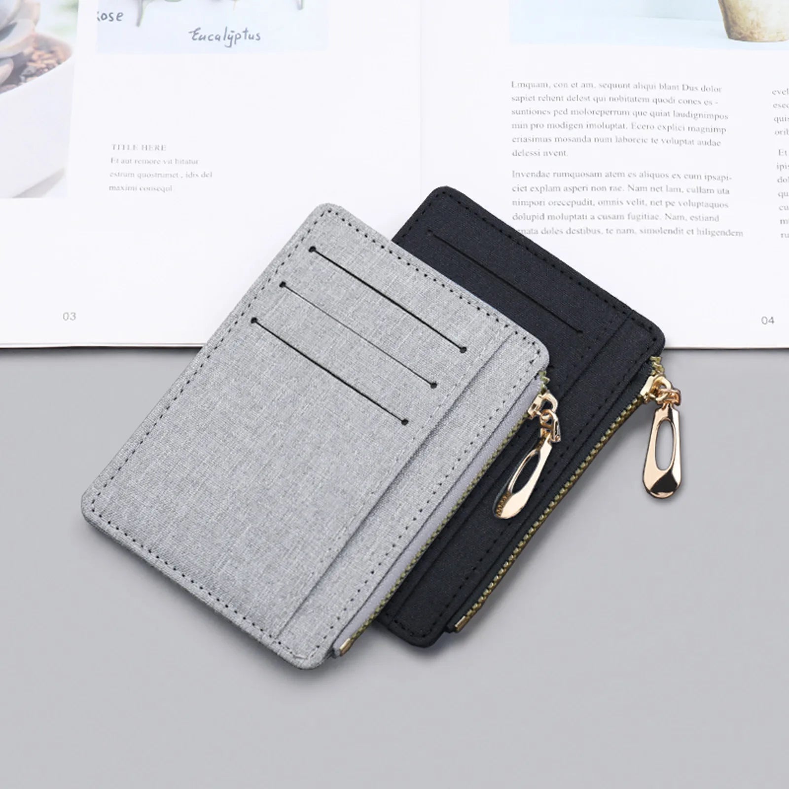 Canvas Zipper Wallet Men Women Solid