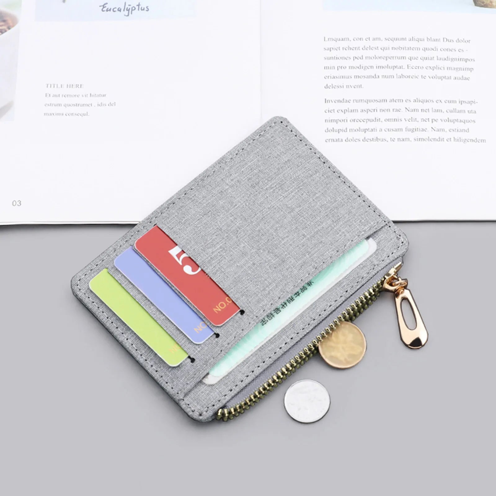 Canvas Zipper Wallet Men Women Solid