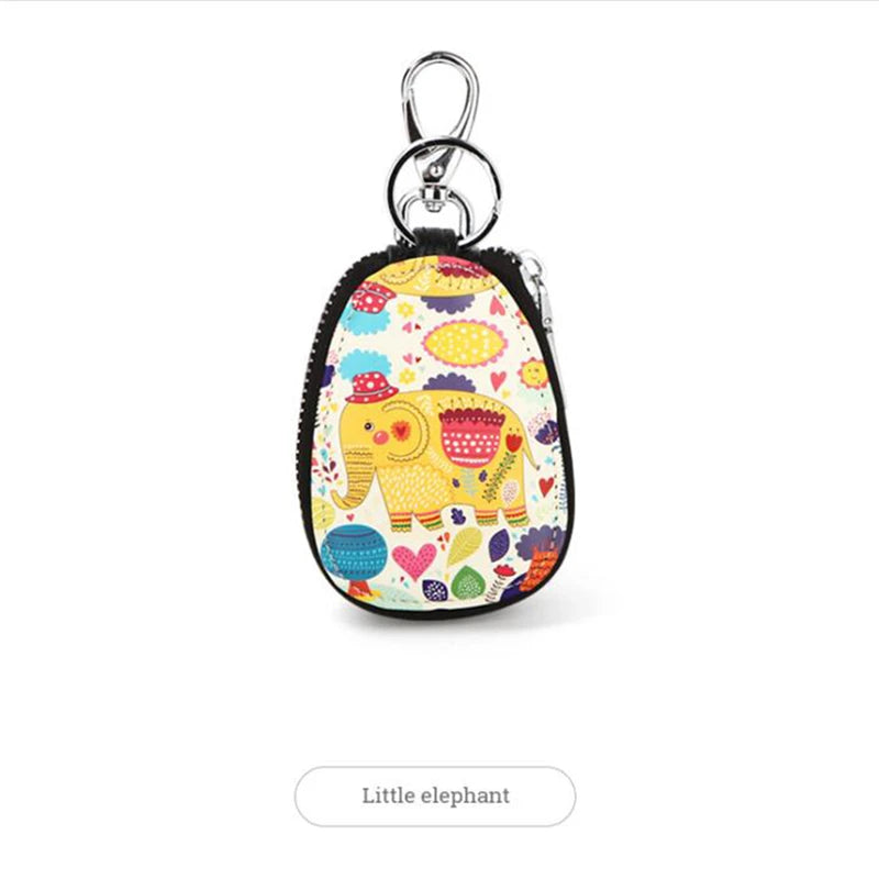 Cartoon Key Bag Women Girl Leather Key Wallet Zipper Key Holder