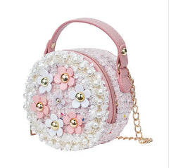 Kid Girl Princess Handbag Sling Shoulder Bag PU Round Crossbody Purses