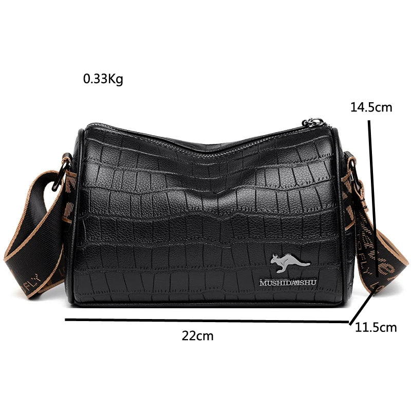 Vintage Leather Stone Sling Handbag for Women