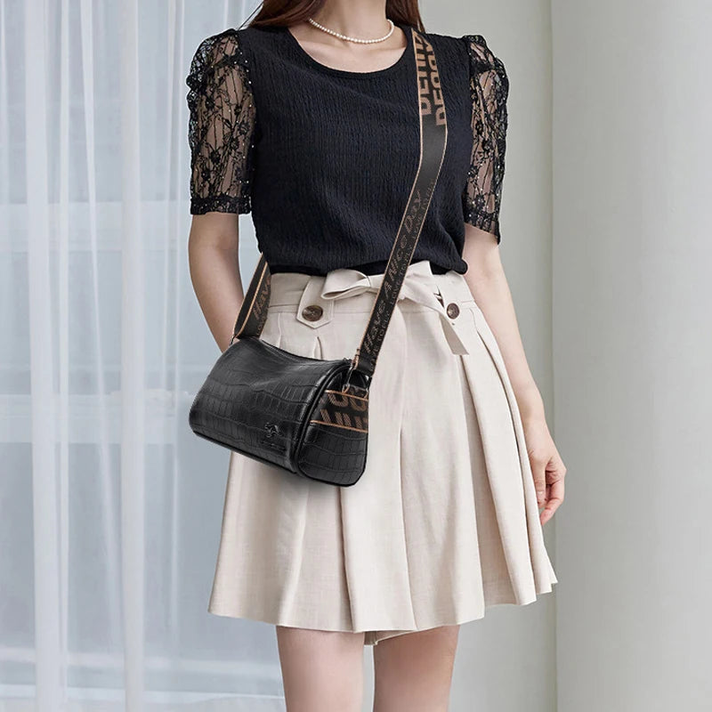 Vintage Leather Stone Sling Handbag for Women