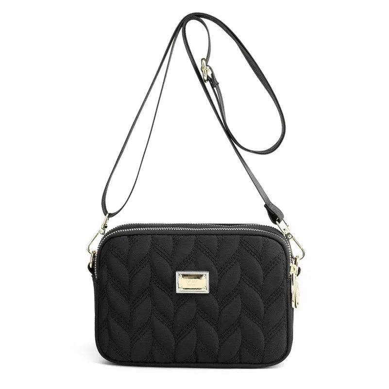 Women's Large Nylon Shoulder Bag with Multiple Compartments