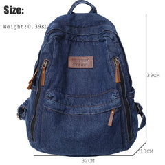 Soft Canvas School Backpack Denim Student Bag Male Female College Men Women Bags