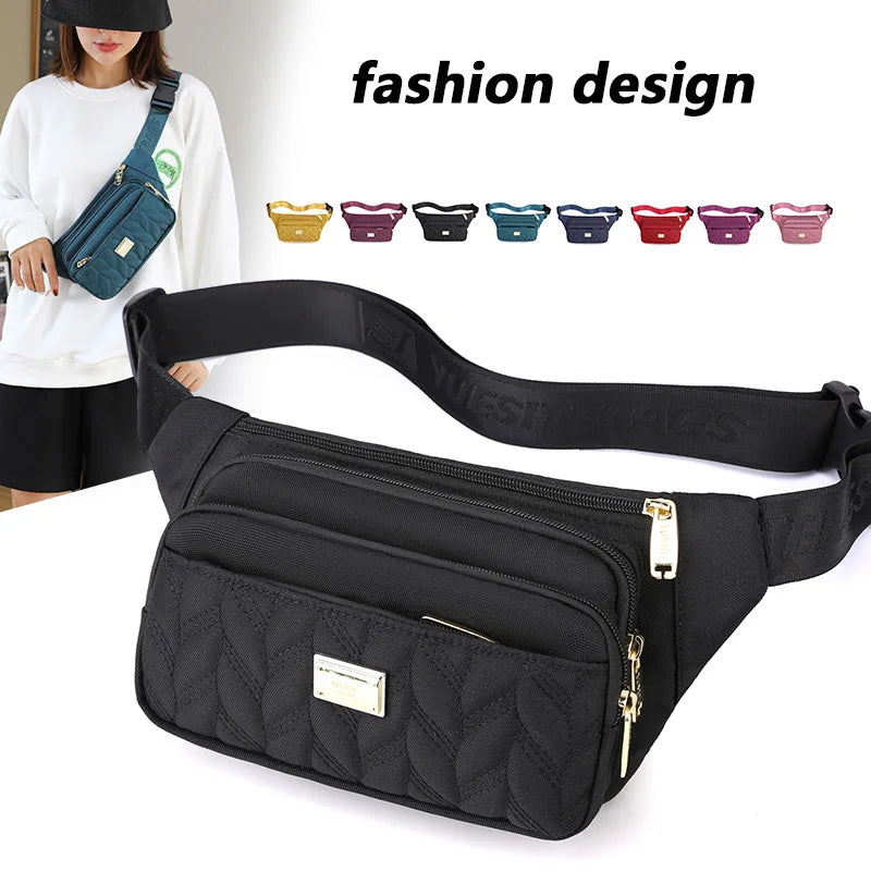 Women's Solid Waist Pack Chest Bag High Nylon