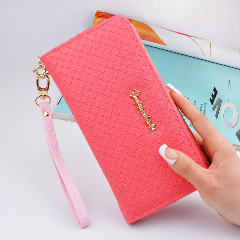 Women's Zipper Purse Large Capacity Hand Wallet PU Leather Long Section Wallet