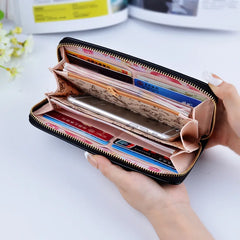 Women's Zipper Purse Large Capacity Hand Wallet PU Leather Long Section Wallet