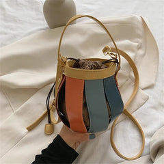 Lantern Shape Women Round Bag Hollow Out Bucket Bags
