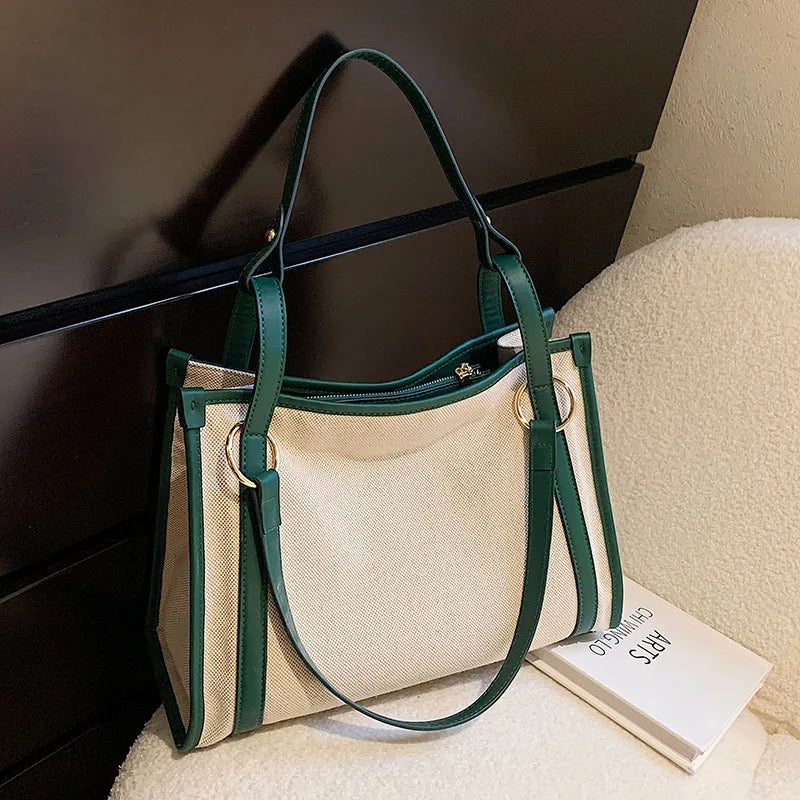 Canvas Tote Bag Women Shoulder Crossbody Handbag Big Shopper Bag