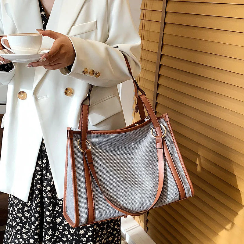 Canvas Tote Bag Women Shoulder Crossbody Handbag Big Shopper Bag