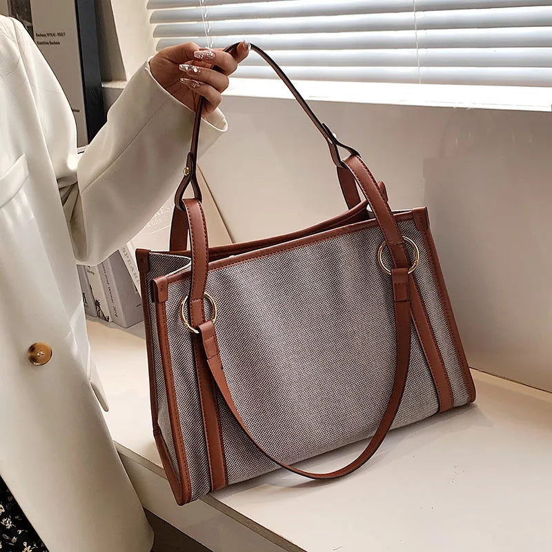 Canvas Tote Bag Women Shoulder Crossbody Handbag Big Shopper Bag