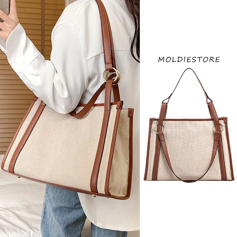 Canvas Tote Bag Women Shoulder Crossbody Handbag Big Shopper Bag