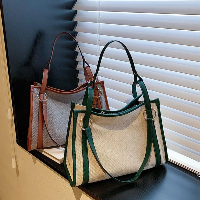 Canvas Tote Bag Women Shoulder Crossbody Handbag Big Shopper Bag