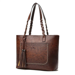 Large Capacity Fringe Shoulder Bag Retro Tassel Shopper Tote