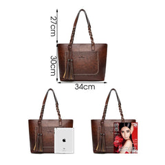 Large Capacity Fringe Shoulder Bag Retro Tassel Shopper Tote