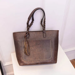 Large Capacity Fringe Shoulder Bag Retro Tassel Shopper Tote