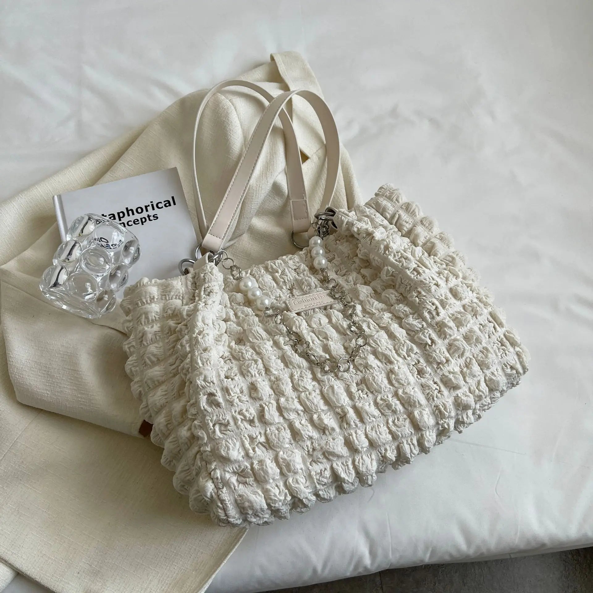 Large Capacity Shoulder Bag Female Puff Top Handle Bag for Women