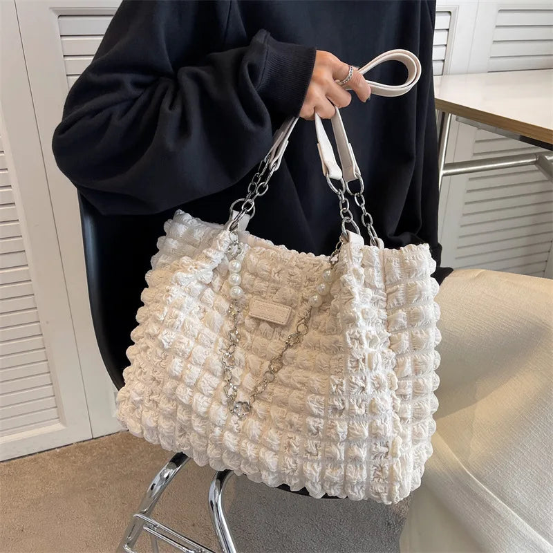 Large Capacity Shoulder Bag Female Puff Top Handle Bag for Women