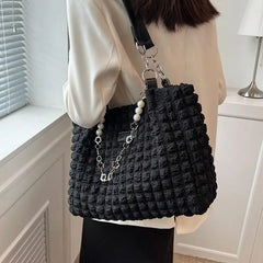 Large Capacity Shoulder Bag Female Puff Top Handle Bag for Women