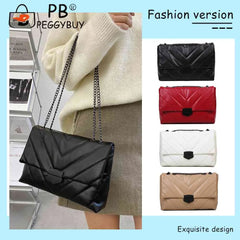 Large Capacity Shoulder Handbag Women Solid PU Leather Crossbody Bag