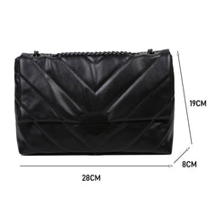 Large Capacity Shoulder Handbag Women Solid PU Leather Crossbody Bag