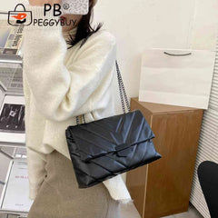 Large Capacity Shoulder Handbag Women Solid PU Leather Crossbody Bag