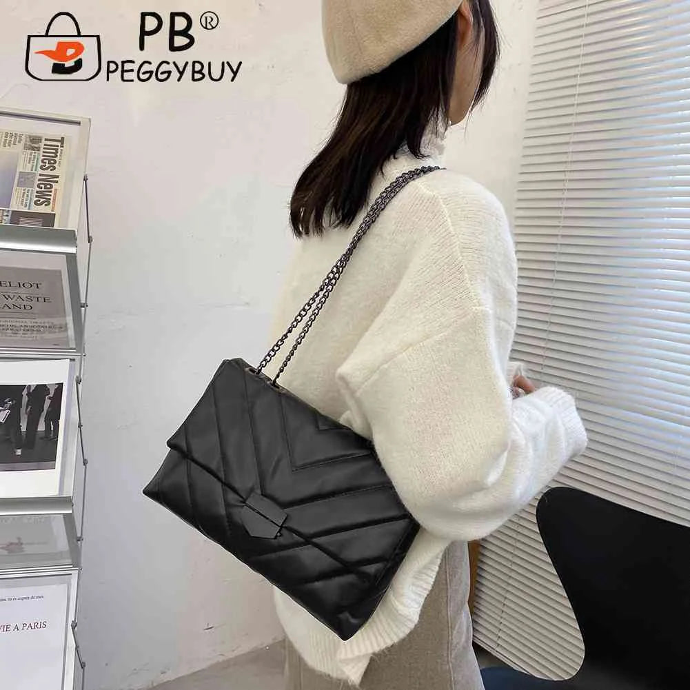 Large Capacity Shoulder Handbag Women Solid PU Leather Crossbody Bag