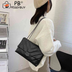 Large Capacity Shoulder Handbag Women Solid PU Leather Crossbody Bag