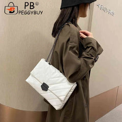 Large Capacity Shoulder Handbag Women Solid PU Leather Crossbody Bag