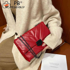 Large Capacity Shoulder Handbag Women Solid PU Leather Crossbody Bag