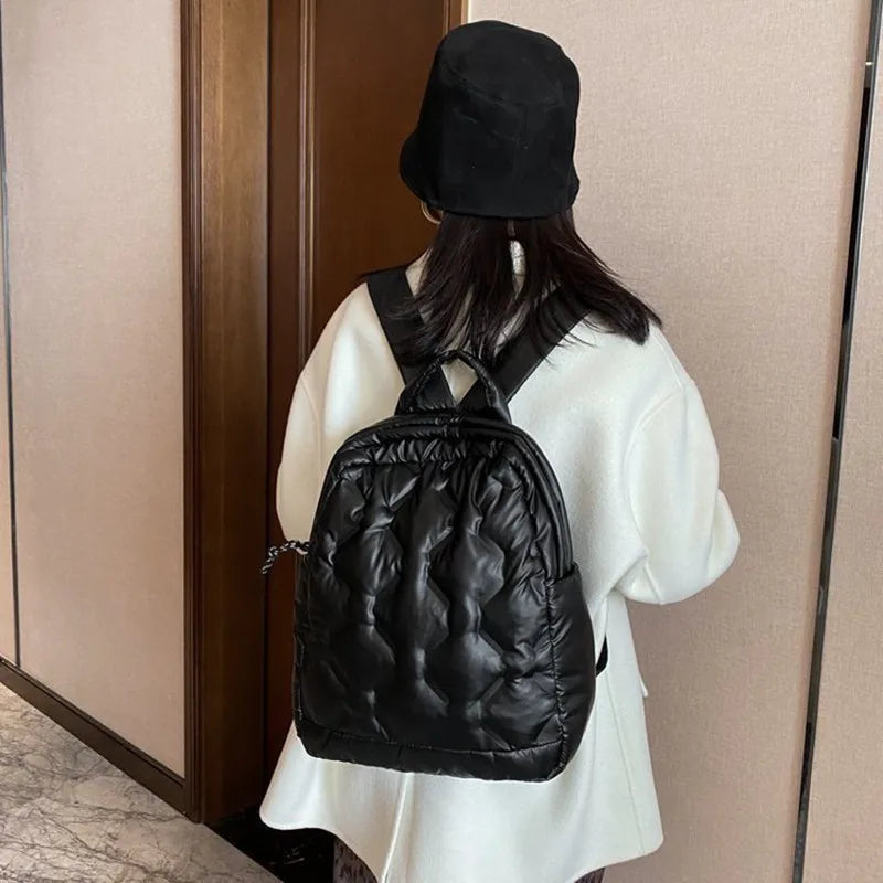 Large Quilted Handbag Nylon Shoulder Bag Winter Purse