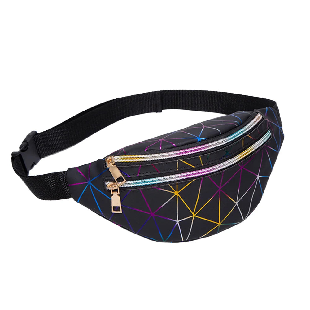 Geometric Pattern Leather Fanny Chest Pack