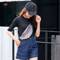 Geometric Pattern Leather Fanny Chest Pack