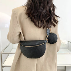 Leather Lady Waist Bag Casual Crossbody Chest Bags Unisex Hip Bum Bag