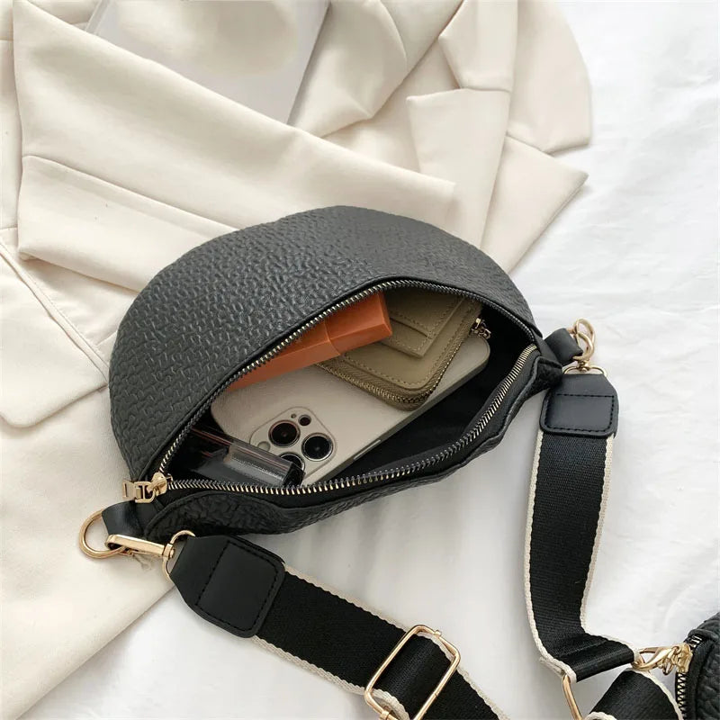 Leather Lady Waist Bag Casual Crossbody Chest Bags Unisex Hip Bum Bag