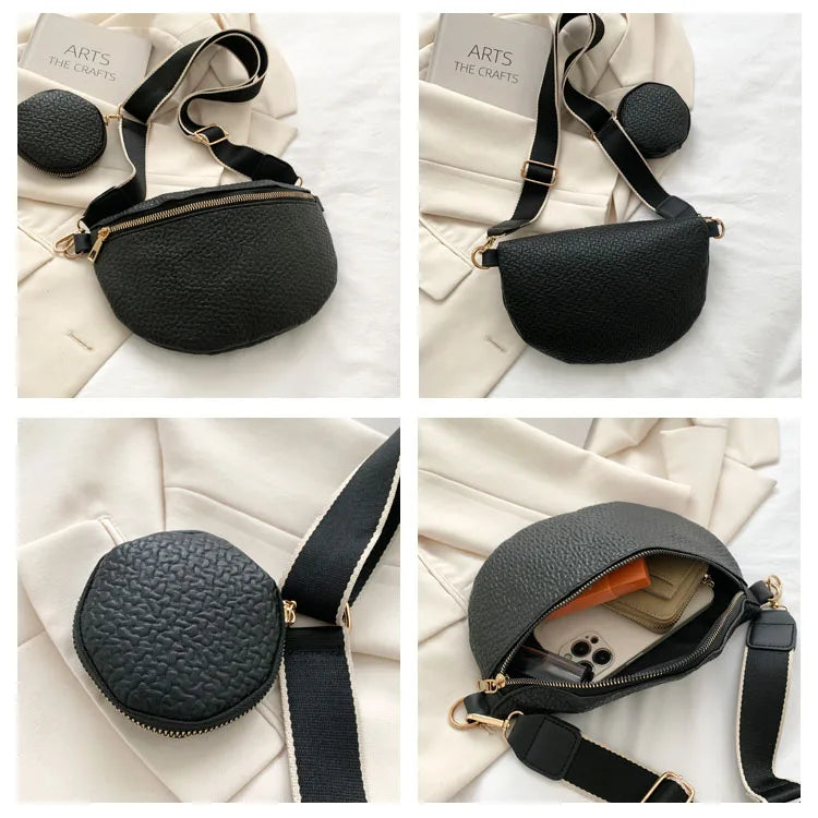 Leather Lady Waist Bag Casual Crossbody Chest Bags Unisex Hip Bum Bag