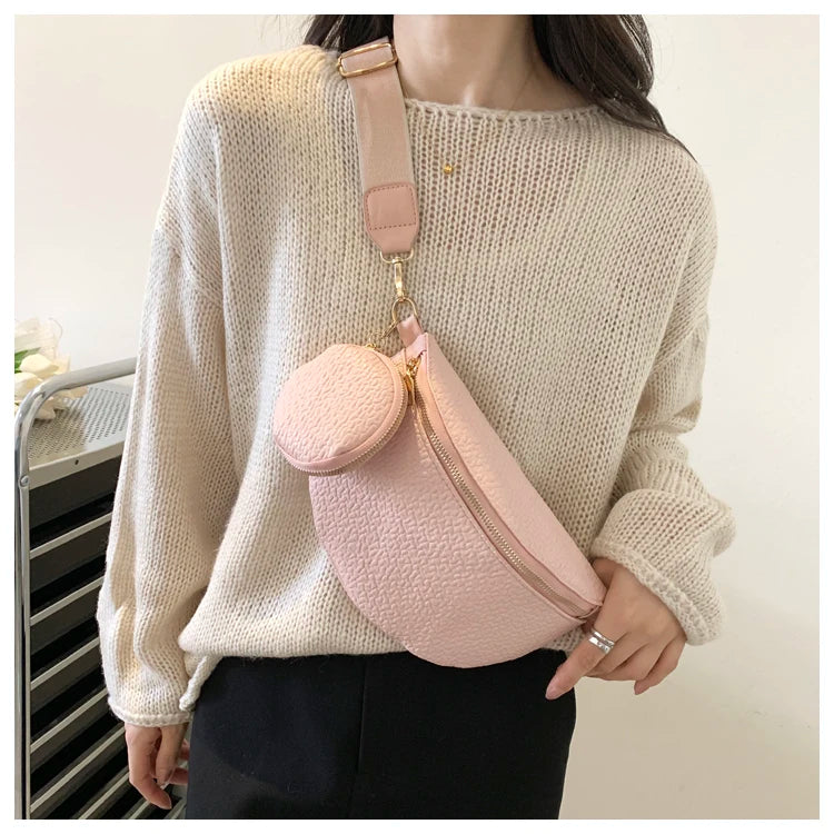 Leather Lady Waist Bag Casual Crossbody Chest Bags Unisex Hip Bum Bag